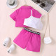 18M-6Y Toddler Girls 3pcs Rose Lapel Jackets & Cami Tops & Shorts  Girls Clothes  