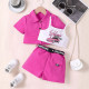 18M-6Y Toddler Girls 3pcs Rose Lapel Jackets & Cami Tops & Shorts  Girls Clothes  