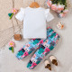 18M-6Y Toddler Girls Sets Cartoon Print T-Shirt Pants  Girls Clothes  