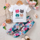 18M-6Y Toddler Girls Sets Cartoon Print T-Shirt Pants  Girls Clothes  