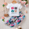 18M-6Y Toddler Girls Sets Cartoon Print T-Shirt Pants  Girls Clothes  