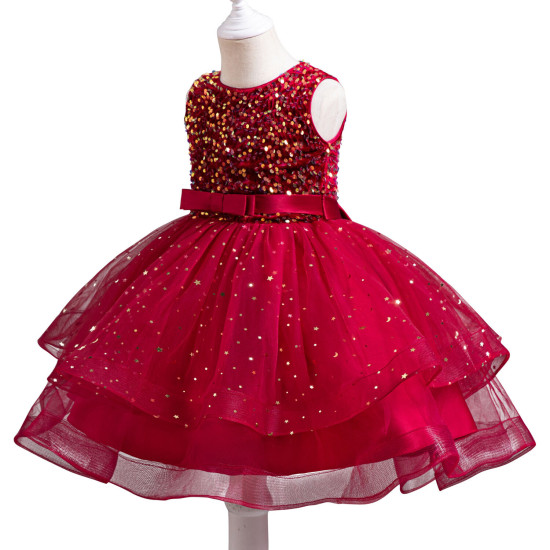 3-9Y Kids Girls Sleeveless Sequin Princess Dresses  Kids Clothes  