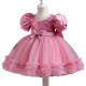 9M-5Y Toddler Girls Puff Sleeve Bow Mesh Princess Dress  Girls Clothes  