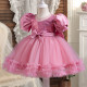 9M-5Y Toddler Girls Puff Sleeve Bow Mesh Princess Dress  Girls Clothes  