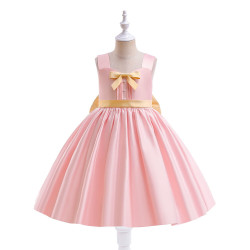 3-7Y Toddler Girls Square Collar Bow Party Princess Dresses  Girls Fashion Clothes  