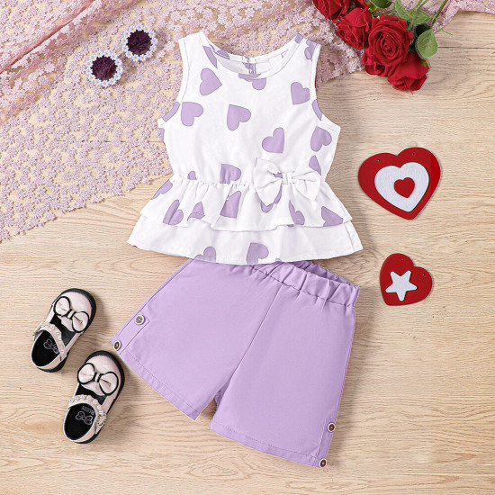 18M-6Y Toddler Girls Valentine's Day Love Tank Top And Shorts Two-Piece Set  Girls Clothes  