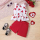 18M-6Y Toddler Girls Valentine's Day Love Tank Top And Shorts Two-Piece Set  Girls Clothes  