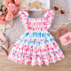 2-6Y Toddler Girls Sleeveless Flying Sleeve Love Patchwork Dress Valentine's Day  Girls Clothes  