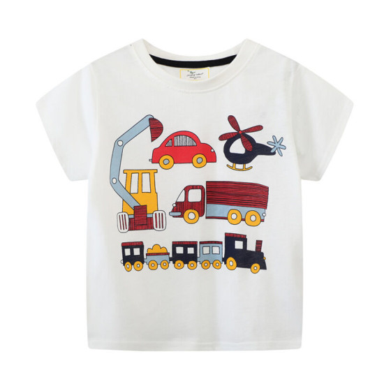 18M-7Y Toddler Boys Excavator Print Shorts Sleeve T-Shirts  Boys Clothing  