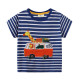 18M-7Y Toddler Boys Cartoon Bus Car Striped Shorts Sleeve T-Shirts  Boys Clothing  