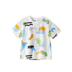 18M-7Y Toddler Boys Cartoon Print Shorts Sleeve T-Shirts  Boys Clothing  