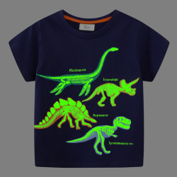 18M-7Y Toddler Boys Dinosaur Shark Glow-In-The-Dark Crew Neck T-Shirts  Boys Clothing  