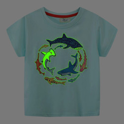 18M-7Y Toddler Boys Shark Glow-In-The-Dark Crew Neck T-Shirts  Boys Clothing  