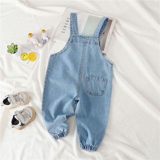 9M-4Y Toddler Girls Denim Cat Suspender Jumpsuit Trousers  Toddler Boutique Clothing  