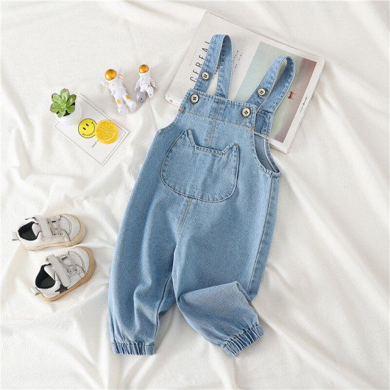 9M-4Y Toddler Girls Denim Cat Suspender Jumpsuit Trousers  Toddler Boutique Clothing  