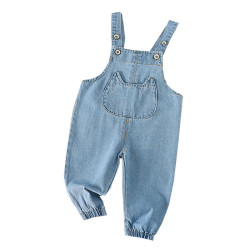 9M-4Y Toddler Girls Denim Cat Suspender Jumpsuit Trousers  Toddler Boutique Clothing  