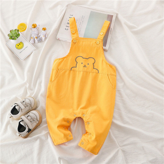 9M-4Y Toddler Girls Bear Print Suspender Jumpsuit Trousers  Toddler Clothing  