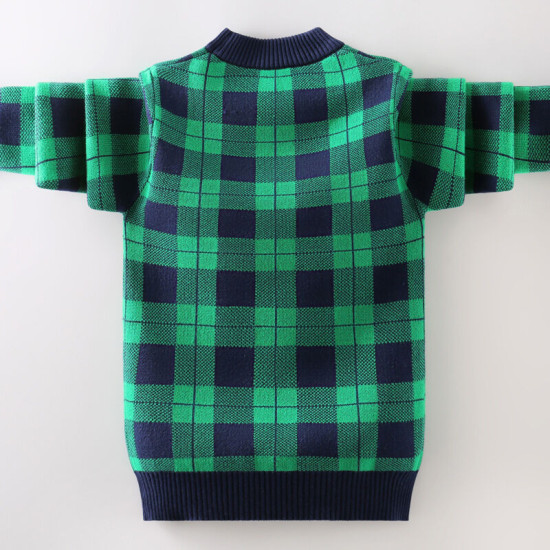 Big Boys Long Sleeve Crew Neck Plaid Pullover Knitwear Kids  Clothing  