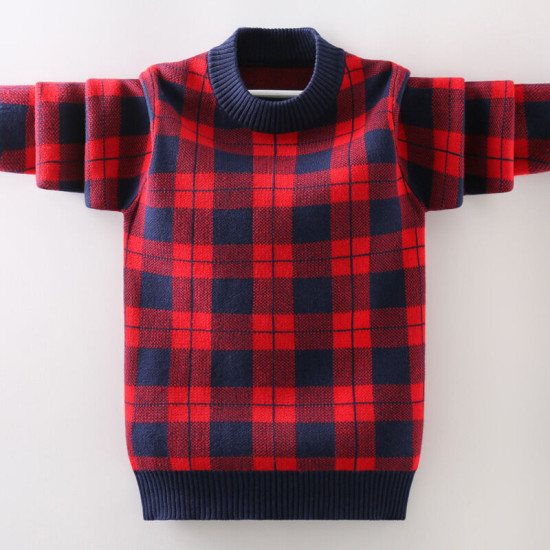 Big Boys Long Sleeve Crew Neck Plaid Pullover Knitwear Kids  Clothing  