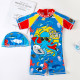 Let's Go Surf Octopus Print Little Boys Swimwear Rompers With Hats  