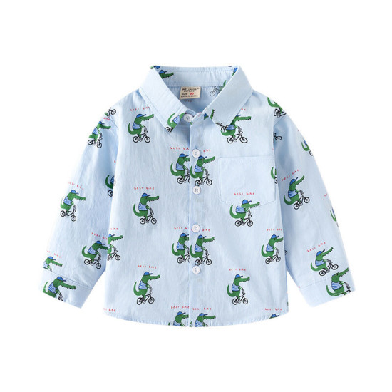 18M-6Y Toddler Boys Cartoon Long Sleeve Lapel Shirts  Boys Clothing  