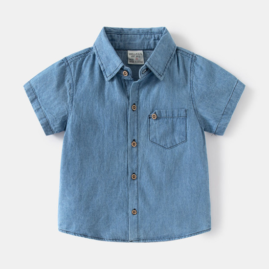 18M-6Y Toddler Boys Denim Short Sleeve Lapel Shirts  Boys Clothing  