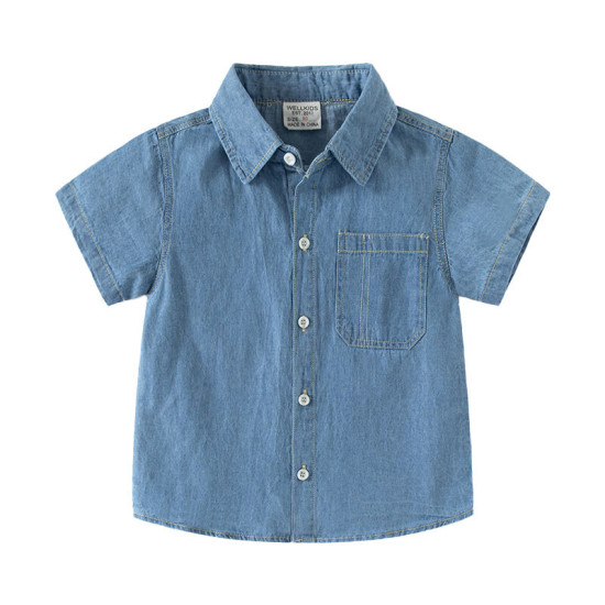 18M-6Y Toddler Boys Short Sleeve Lapel Denim Shirts  Boys Clothing  