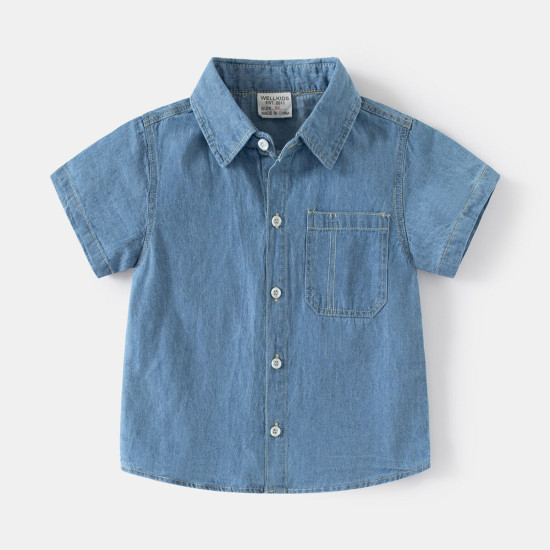 18M-6Y Toddler Boys Short Sleeve Lapel Denim Shirts  Boys Clothing  