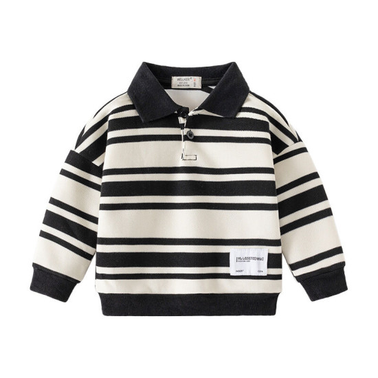 18M-6Y Toddler Boys Long Sleeve Lapel Striped Sweatshirts  Boys Clothes  