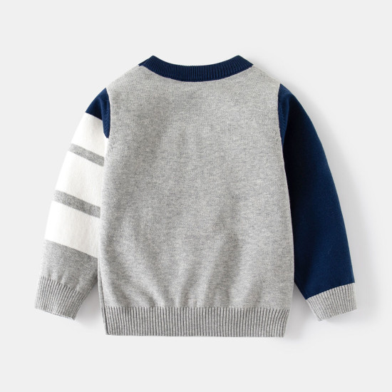 18M-6Y Toddler Boys Round Neck Pullover Sweater With Contrasting Sleeves  Boys Clothing  