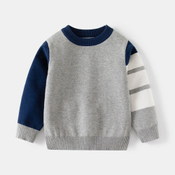 18M-6Y Toddler Boys Round Neck Pullover Sweater With Contrasting Sleeves  Boys Clothing  