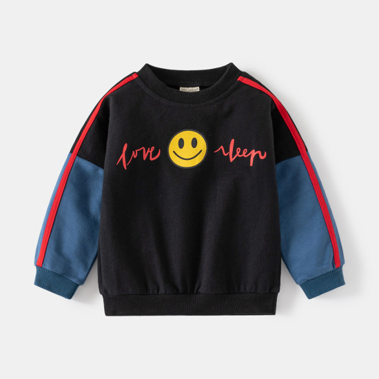 18M-6Y Toddler Boys Round Neck Pullover Smiley Sweatshirt  Boys Clothing  