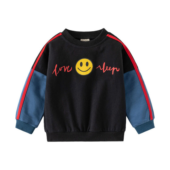 18M-6Y Toddler Boys Round Neck Pullover Smiley Sweatshirt  Boys Clothing  