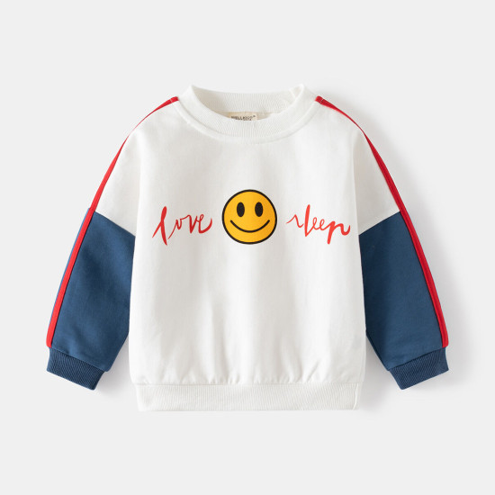 18M-6Y Toddler Boys Round Neck Pullover Smiley Sweatshirt  Boys Clothing  