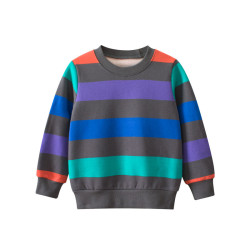 18M-7Y Toddler Boys Neck Striped Round Neck Pullover Sweatshirts  Boys Clothing  