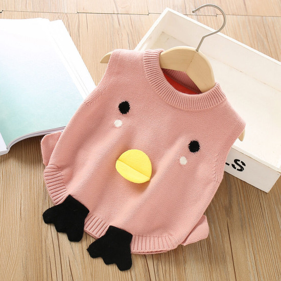 9M-4Y Toddler Cartoon Duck Fashionable Knitted Vest Sweater  Toddler Boutique Clothing  