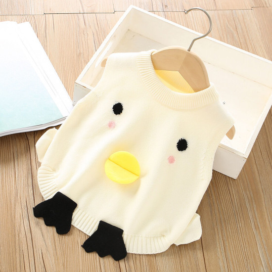 9M-4Y Toddler Cartoon Duck Fashionable Knitted Vest Sweater  Toddler Boutique Clothing  