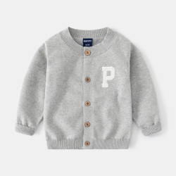 18M-6Y Toddler Boys Letter Button Crew Neck Cardigans Sweaters  Boys Boutique Clothing  