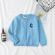 12M-6Y Long Sleeves Knit Sweater Cardigan C Letter Thin Buttoned Cute Toddler Girl Clothes   