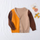 Colorblock V-Neck Cardigan Sweaters For Kids Boys  