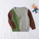 Colorblock V-Neck Cardigan Sweaters For Kids Boys  