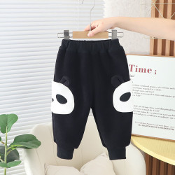 9M-5Y Toddler Boys Cartoon Panda Smiling Face Fleece Pants  Boys Clothes  