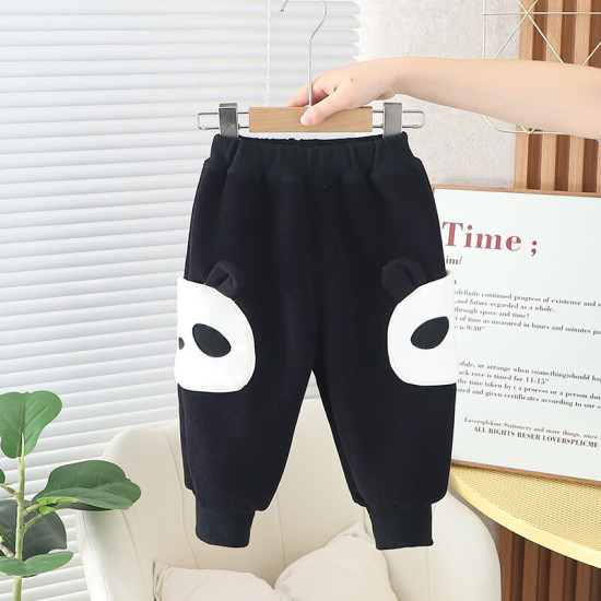 9M-5Y Toddler Boys Cartoon Panda Smiling Face Fleece Pants  Boys Clothes  