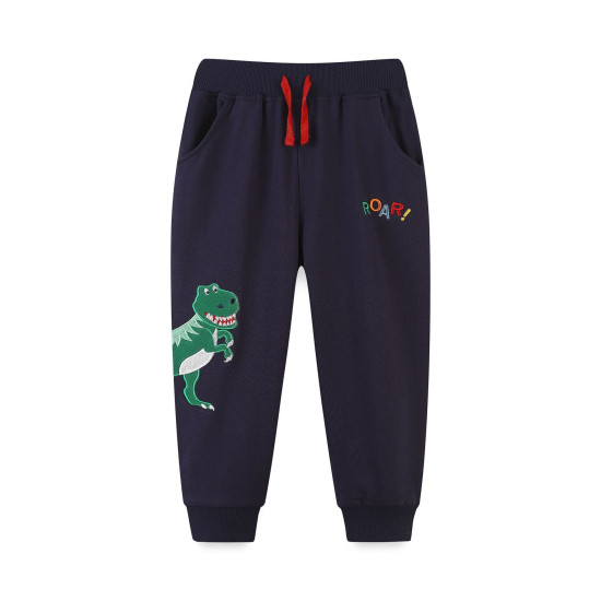 18M-7Y Toddler Boys Dinosaur Embroidered Sports Cinch Trousers  Boys Clothes  