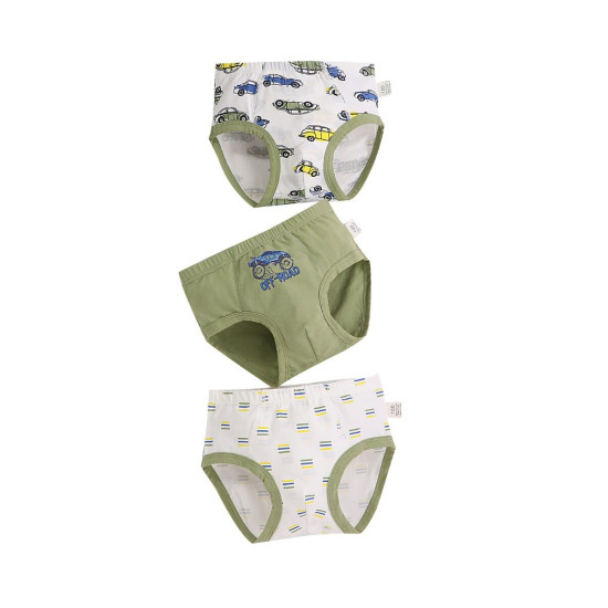 3 Pack Boy Brief Cartoon Print Panties  