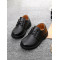 Black Leather Lace-Up Shoes For Kid Boys  