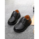 Black Leather Lace-Up Shoes For Kid Boys  