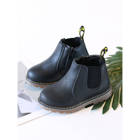 Kid PU Leather Side Zipper Martin Boots  Kids Shoes  