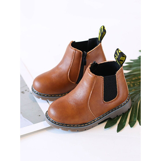 Kid PU Leather Side Zipper Martin Boots  Kids Shoes  