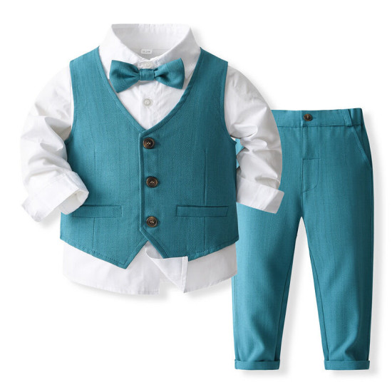 12M-5Y Toddler Boys Birthday Sets Bowtie Shirts & Vest & Panst  Boys Clothing  